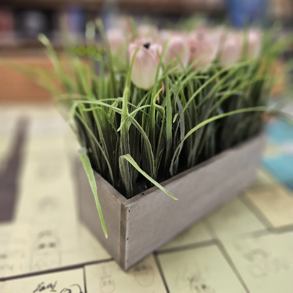 Artificial Pink Tulip Arrangement Spring Floral Centerpiece Farmhouse